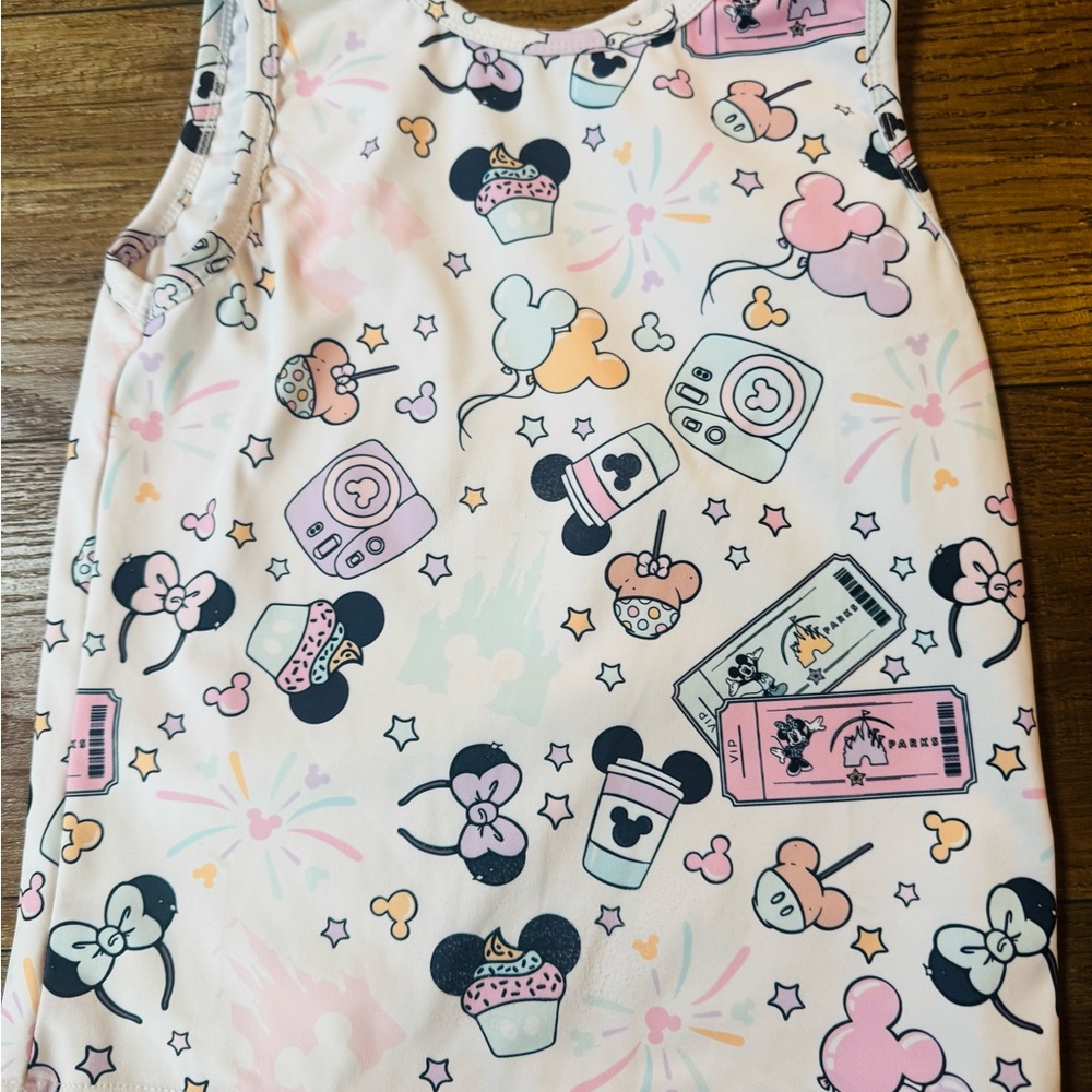Charming Women's Tank Top with Disney Icons - Pastel Multicolor